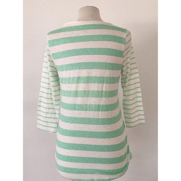 Sonoma Women's Long Sleeve Striped White and Green Blouse Size Small - Picture 3 of 5
